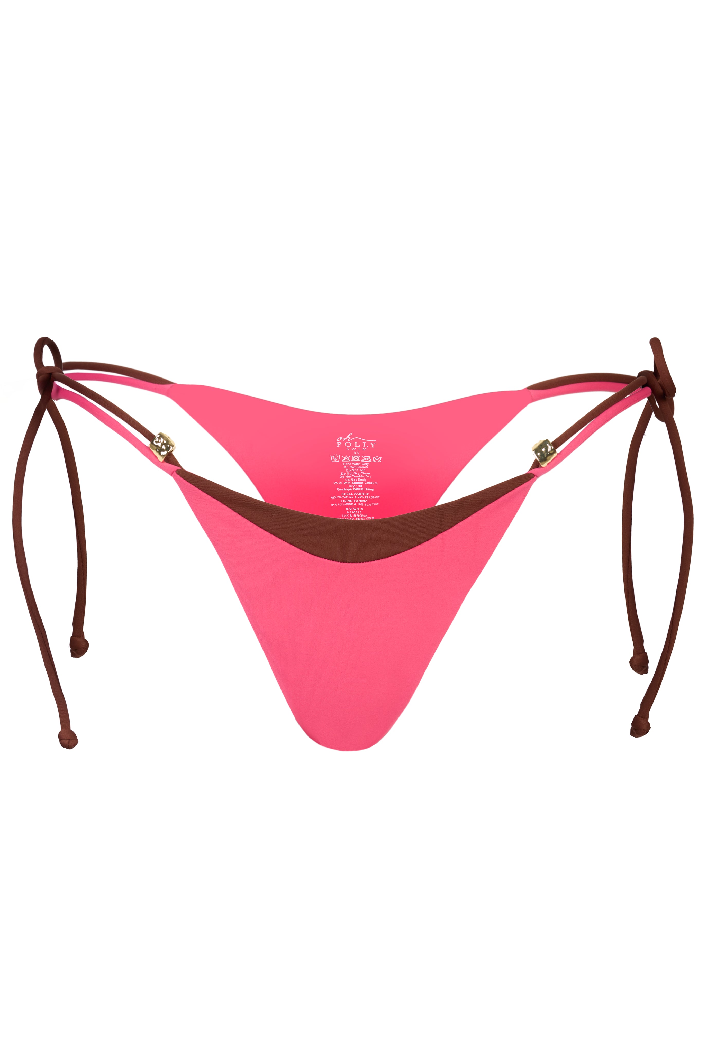 Oh Polly Simra bas bikini string rose Pink Contrast noué doublé