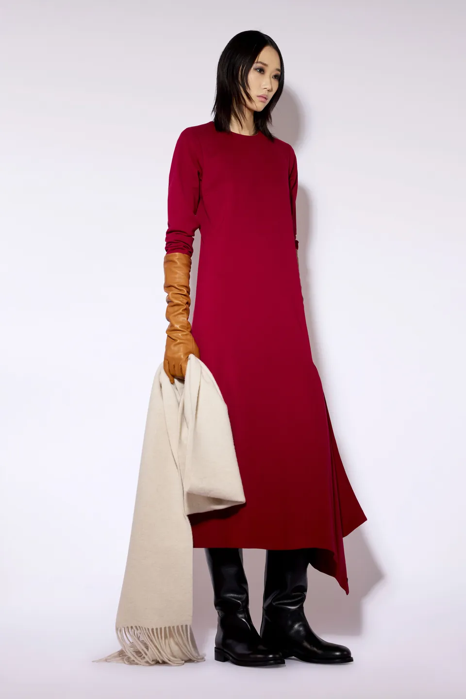 Liviana Conti Kaia robe paprika drapée manches longues