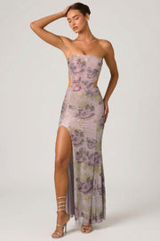 Oh Polly Lucienne robe maxi sirène lilas à strass