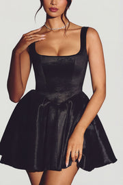 Oh Polly Sueno 7874 robe corset mini noire taffetas