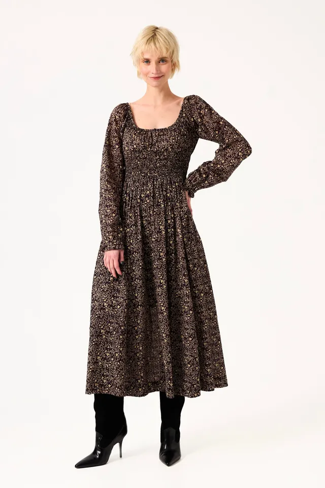 CHICOSOLEIL SUZUME robe midi coton black liberty XS-XL