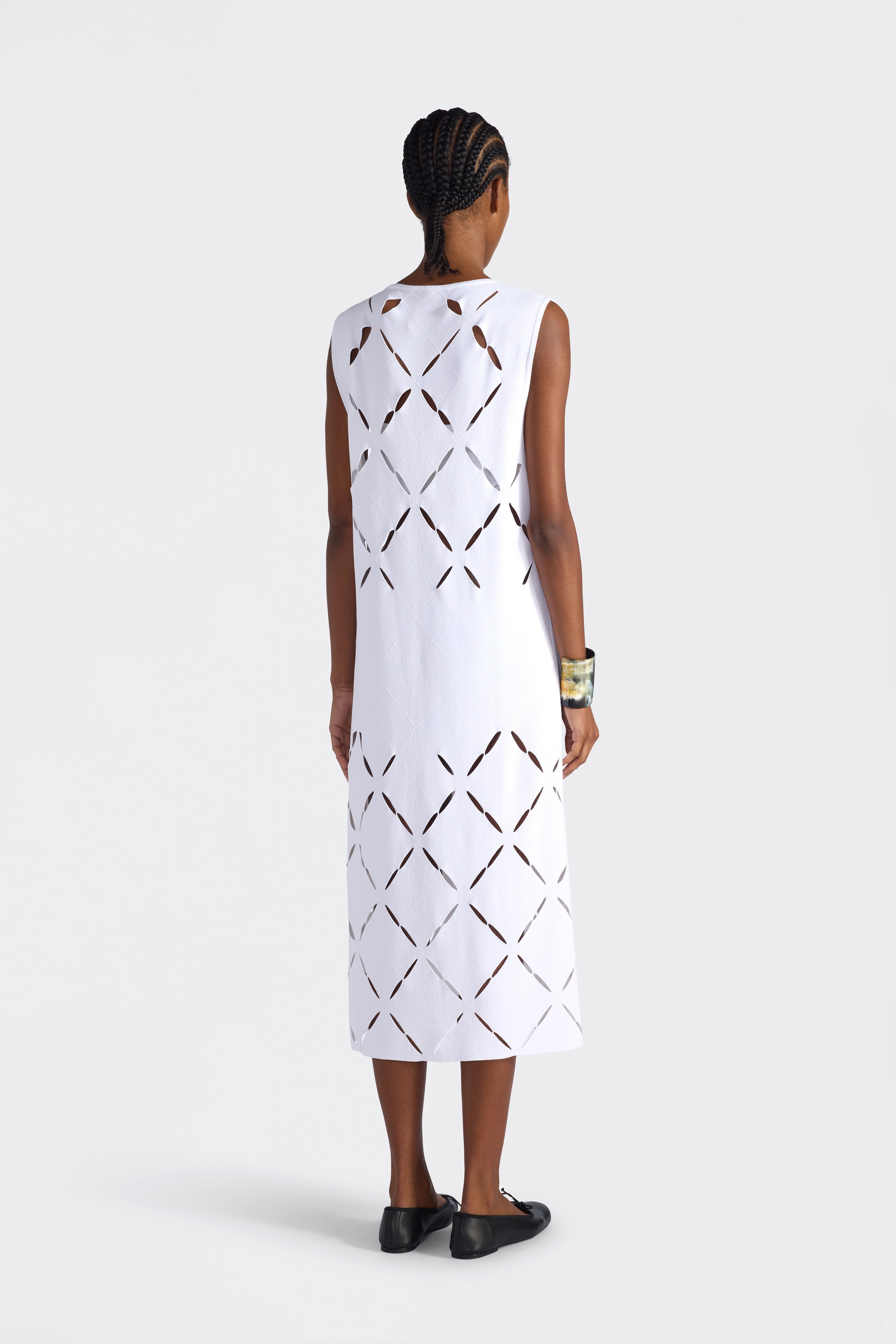 Liviana Conti Ruby robe midi blanche viscose ajourée