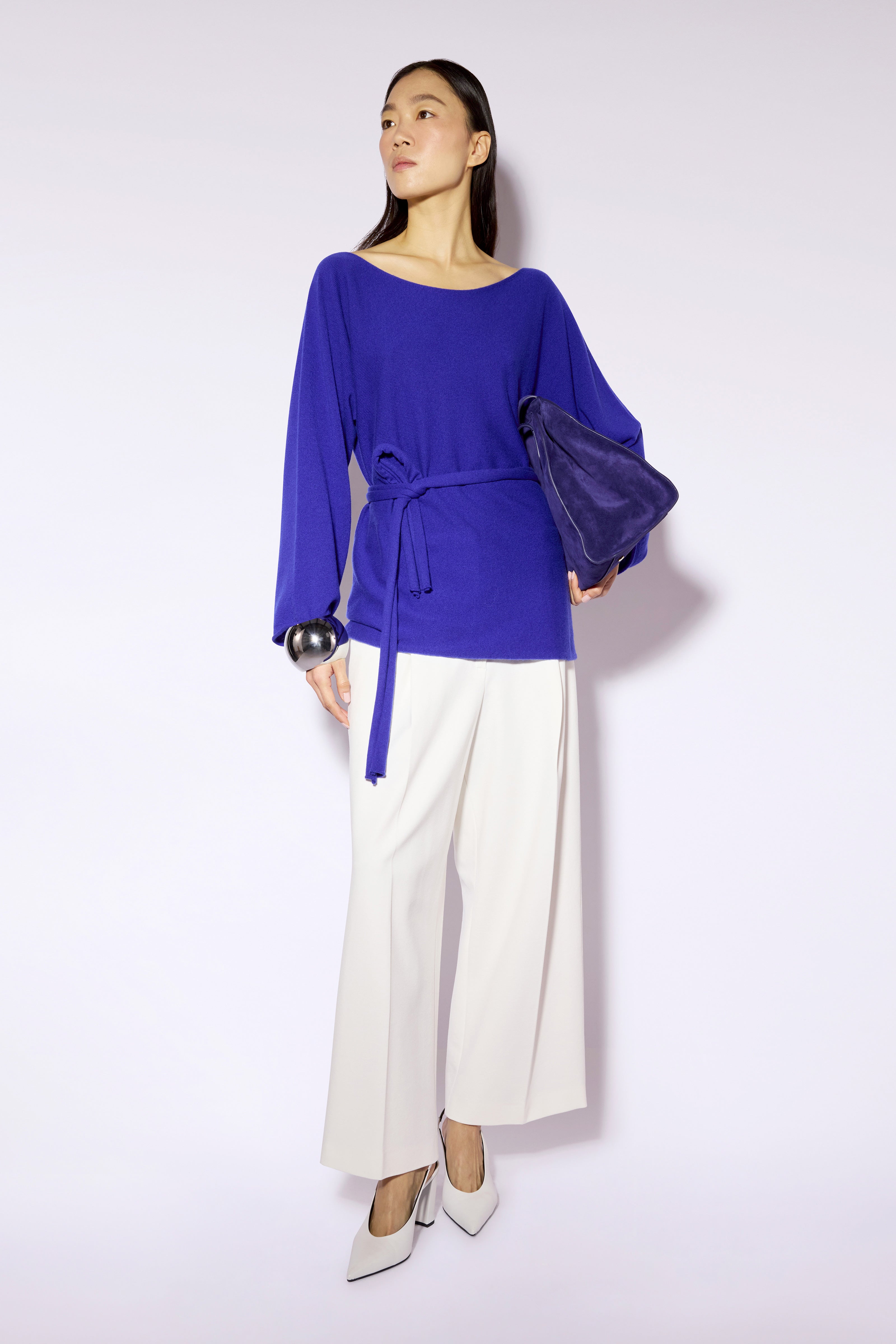 Liviana Conti Kira pull cachemire col bateau bleuette