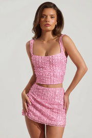 Oh Polly Lirael 14478 crop top col carré posy perles