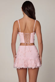Oh Polly Lorelei 10942B mini jupe rose à sequins fleurs
