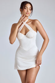 Oh Polly Lisbeth 8079 robe mini ivoire georgette licou
