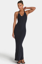 Oh Polly ButterCloud robe maxi noire moulante stretch