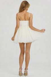 Oh Polly Embellished Eugenie robe mini blanche corset perles