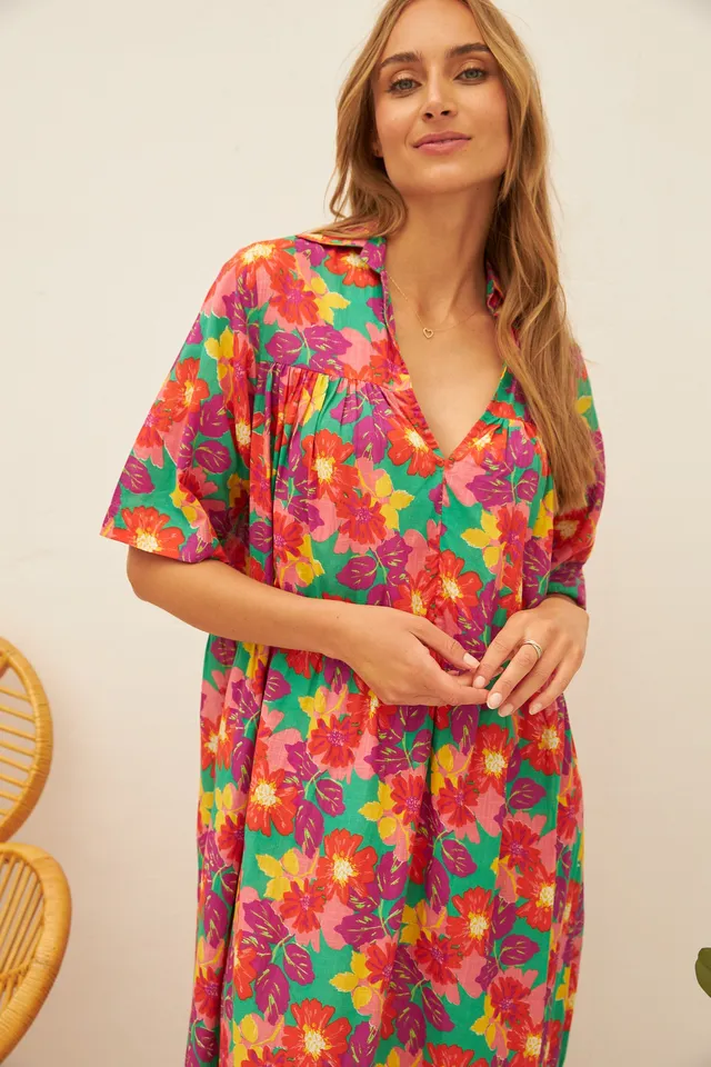 Chicosoleil Kiana robe longue verte coton Jaipur