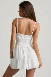 Oh Polly Tessara 14552 robe mini blanche smockée bretelles