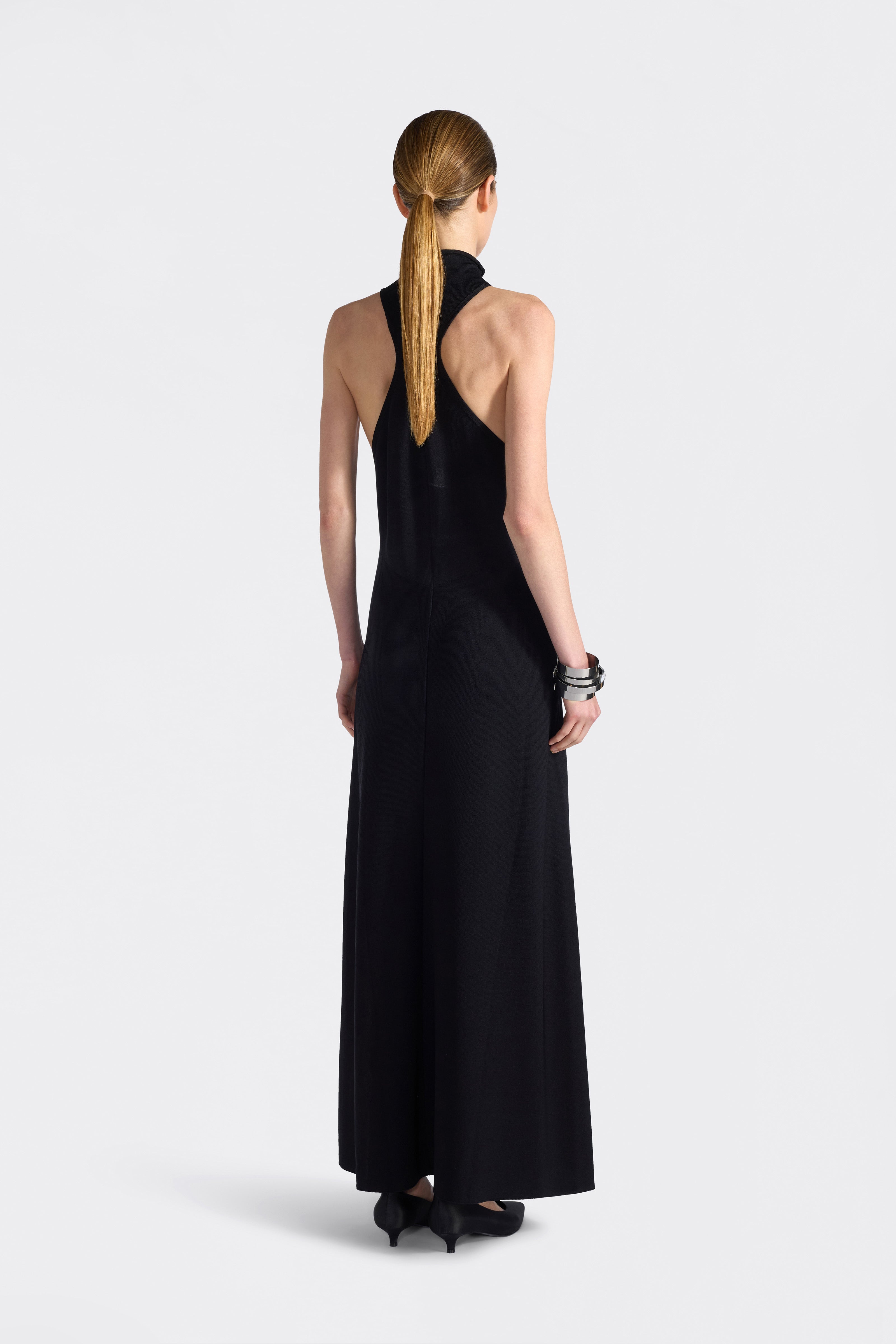 Liviana Conti Gilda robe longue noire viscose brodée