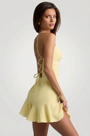 Oh Polly Daria 13772 robe mini jaune plissée dos lacé