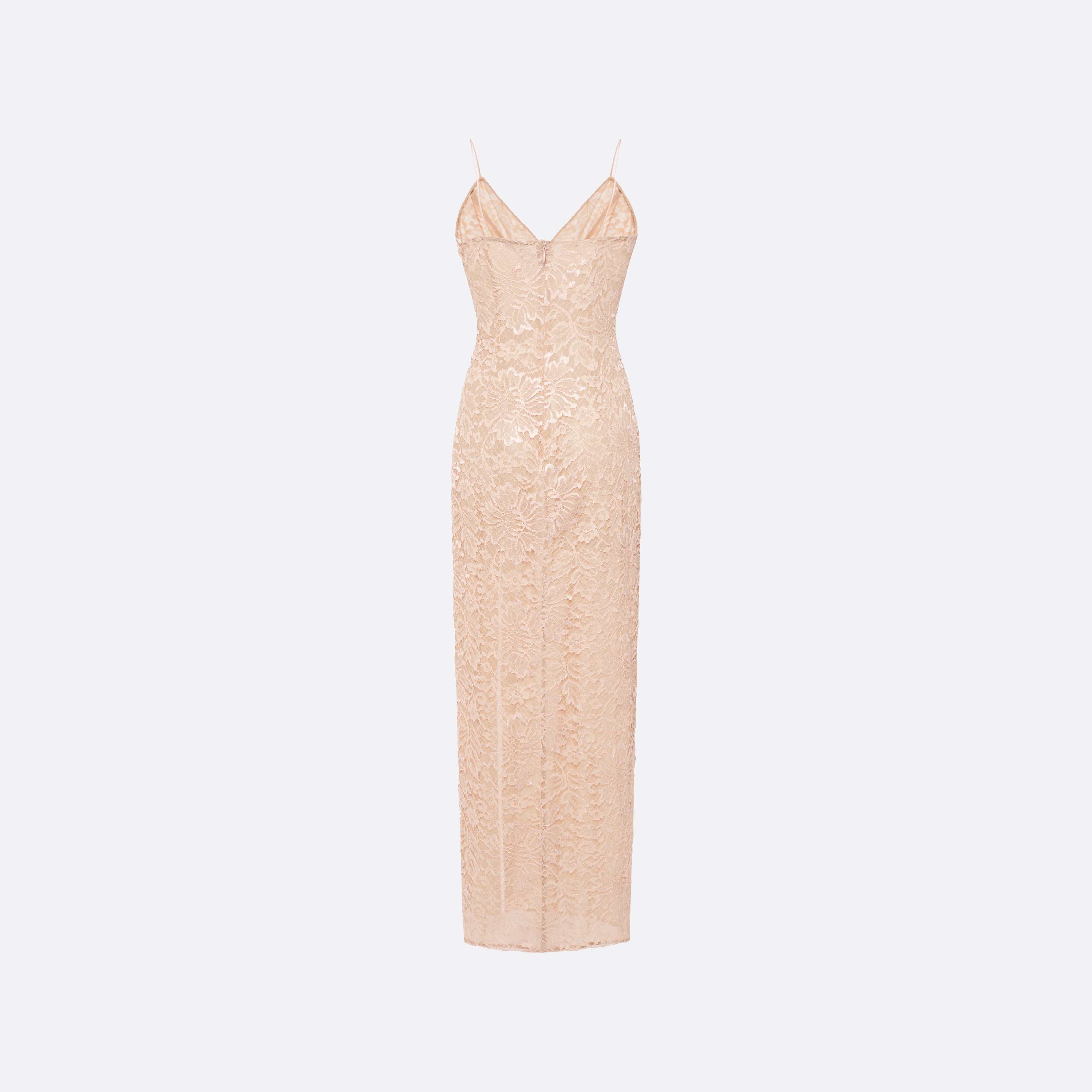 Alessandra Rich Lace Slip robe nude dentelle sequins