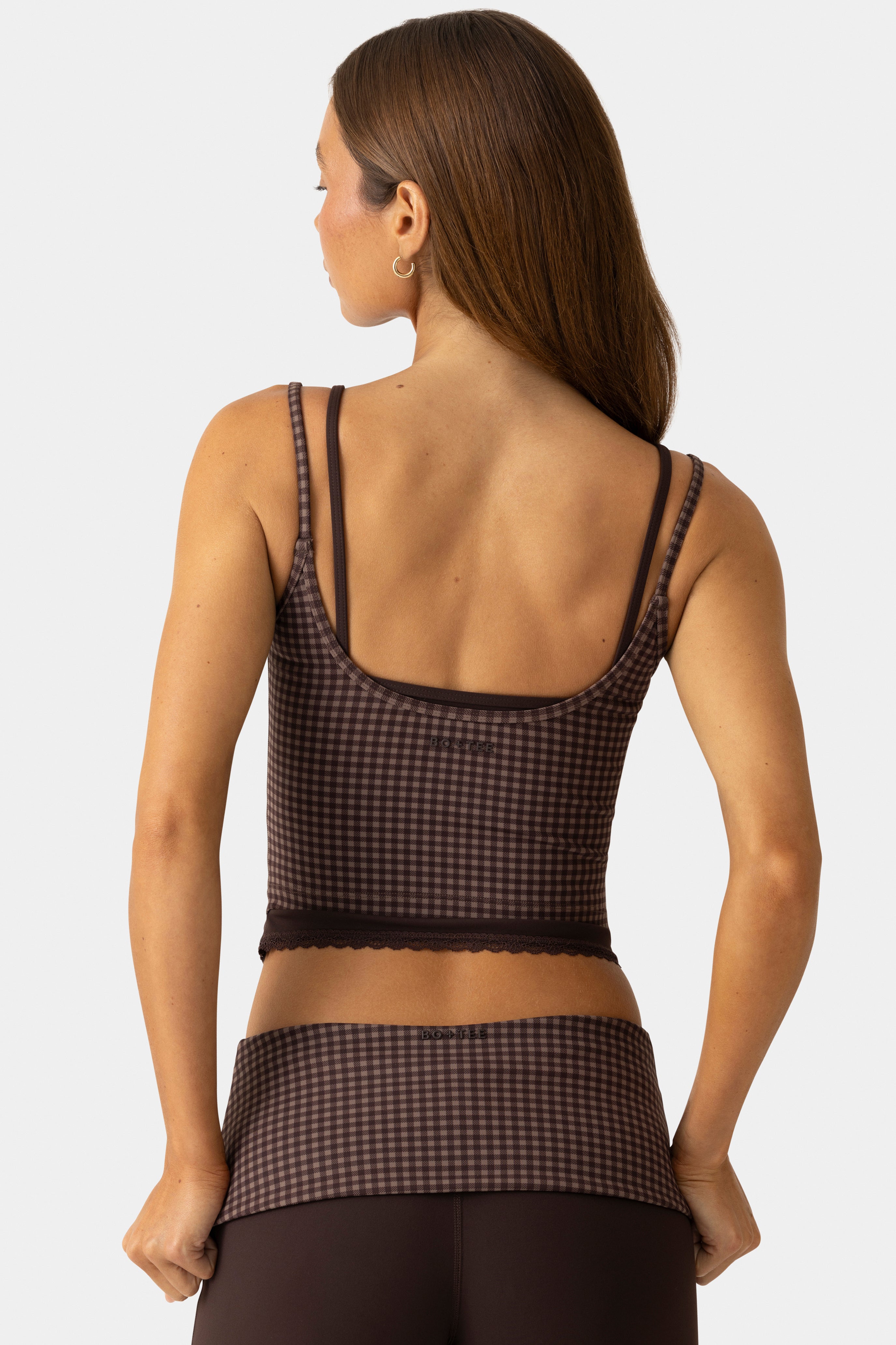 Oh Polly Bo+Tee Tank Top Espresso Gingham
