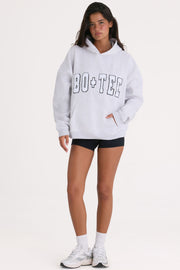Oh Polly Knitwear BT0493 sweat à capuche gris coupe oversize