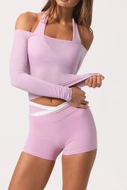 Oh Polly Tops Top Jersey Épaules Dénudées Rose Sweet Pink