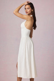 Oh Polly Farrah robe midaxi blanche broderie anglaise
