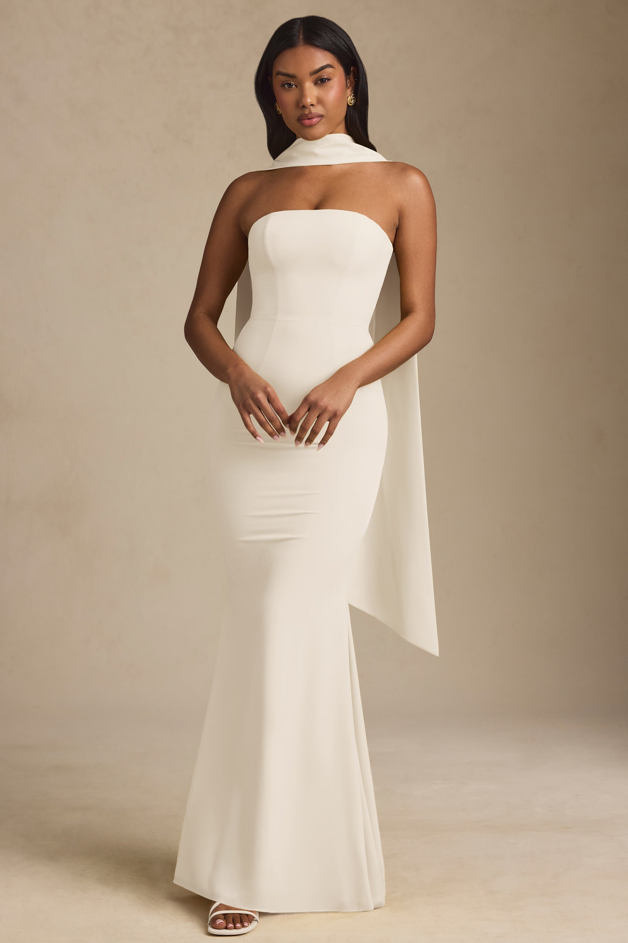 Oh Polly Imogene Robe bustier ivoire avec foulard