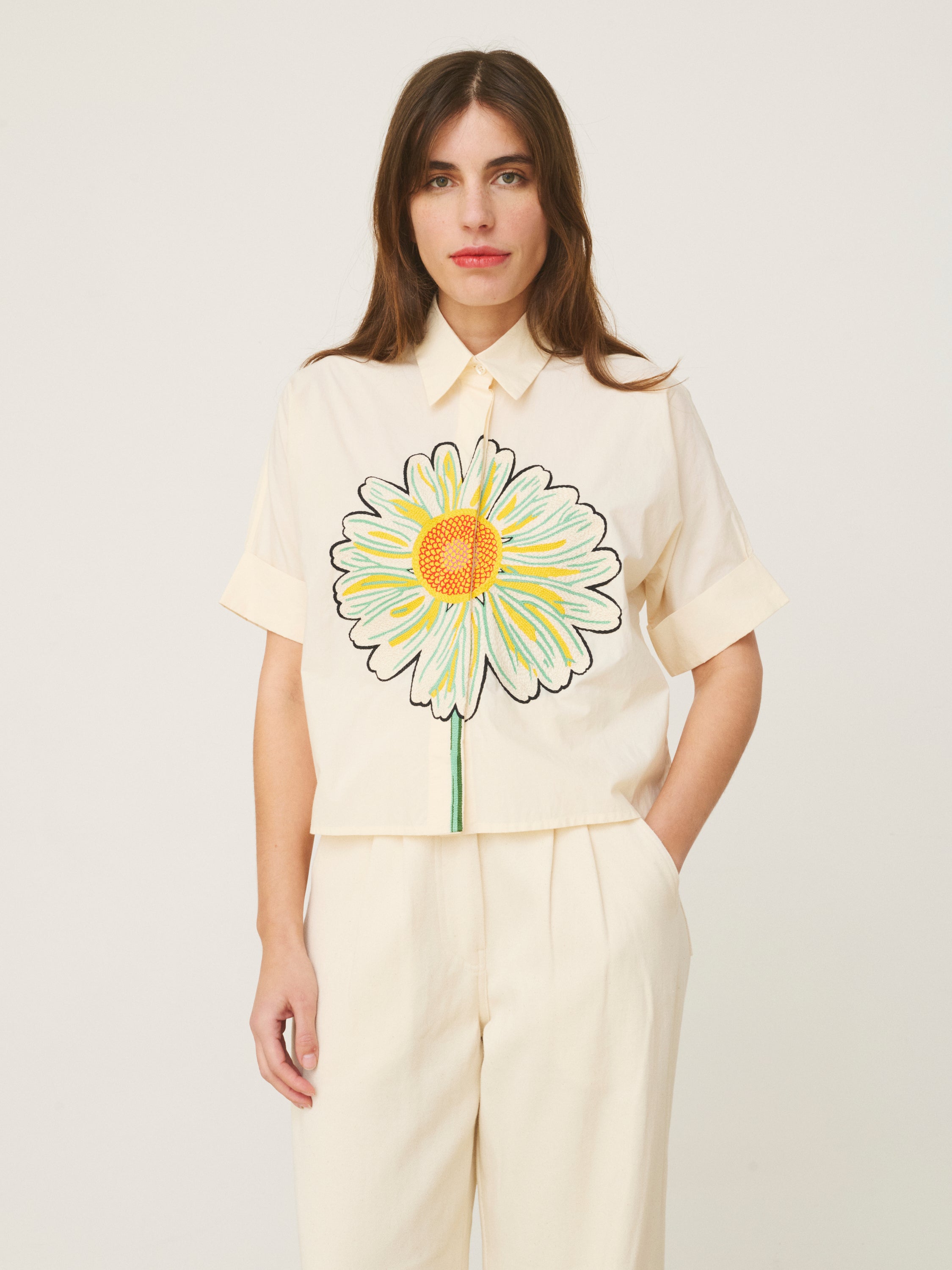 Mii Chemise Alba Marguerite chemisier brodé main