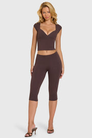 Oh Polly Lovisa legging capri chocolat en modal
