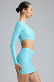 Oh Polly Zanab Robe Mini Bleu Glacé Une-Épaule