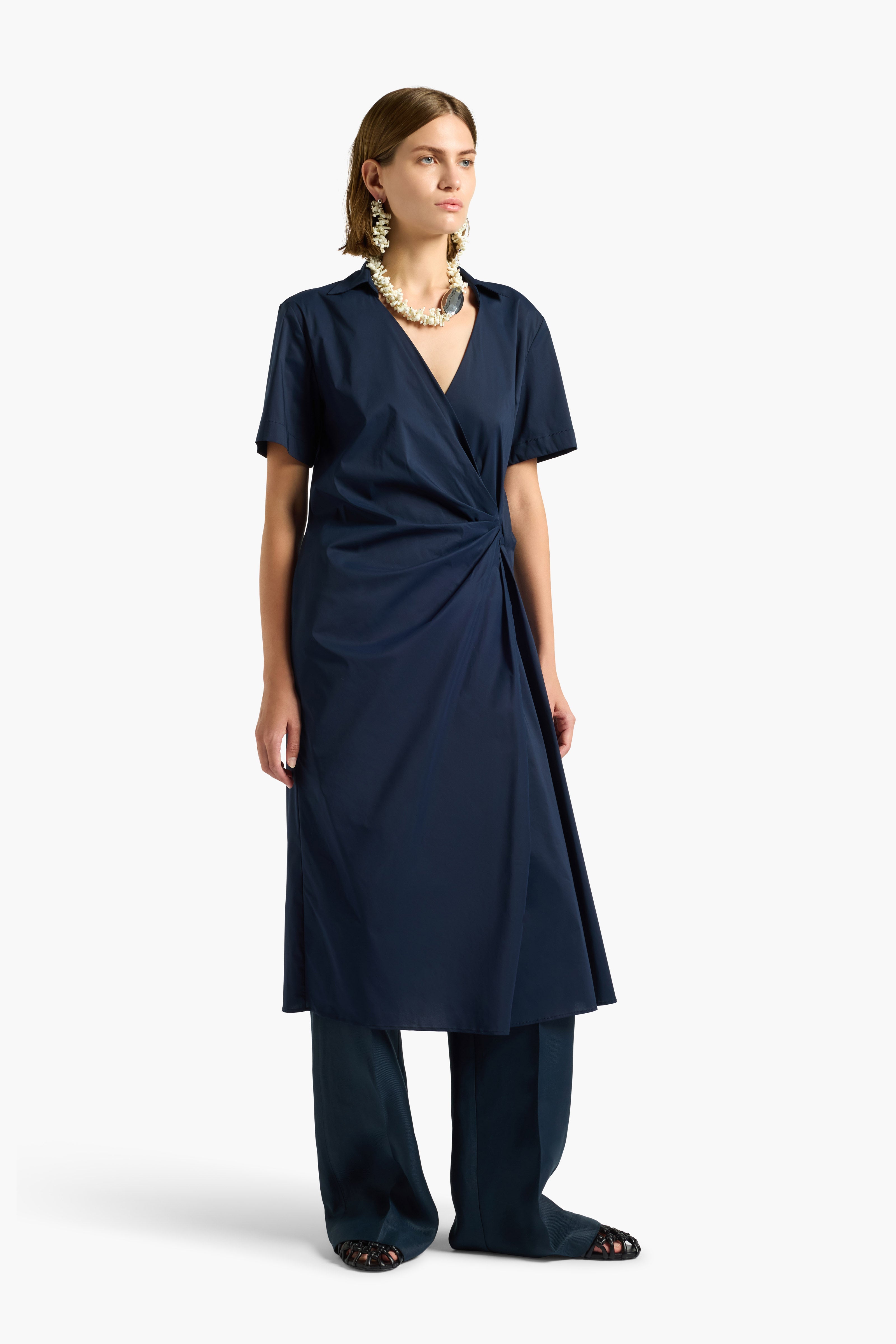 Liviana Conti Hannah robe portefeuille midi bleu nuit
