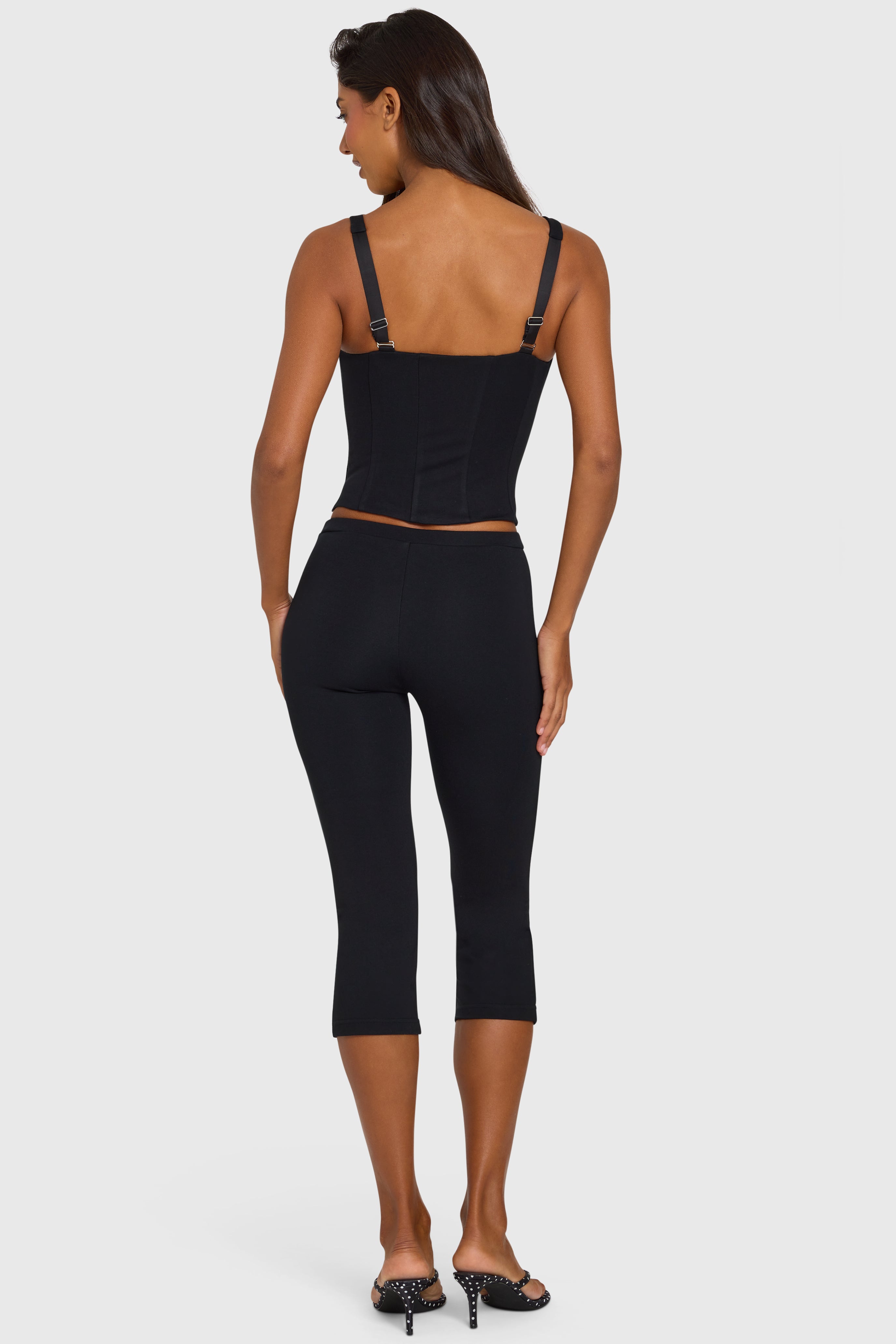 Oh Polly 16783 Legging Capri Noir Ponte Zip