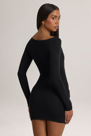Oh Polly Eska Mini Robe Noire - Robe Manches Longues Modal