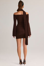 Oh Polly Dresses 14778 robe mini chocolat épaules nues