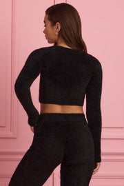 Oh Polly Sharni cardigan court noir maille duveteuse