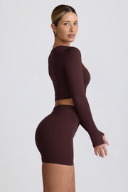 Oh Polly Super Sculpt BT2164 crop top chocolat manches longues