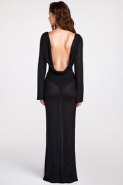 Oh Polly Frances robe maxi noire transparente dos nu