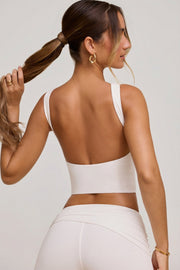 Oh Polly Tops Wren crop top col montant blanc
