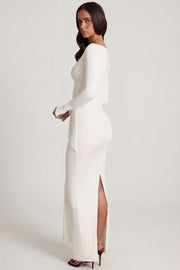 Oh Polly Mericia Robe longue blanche jersey nouée