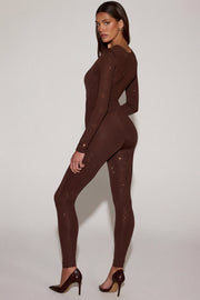 Oh Polly Cassie 14965 leggings jersey marron strass