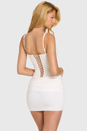 Oh Polly Embellished Naelia Corset Mini Robe Ivoire Sequins