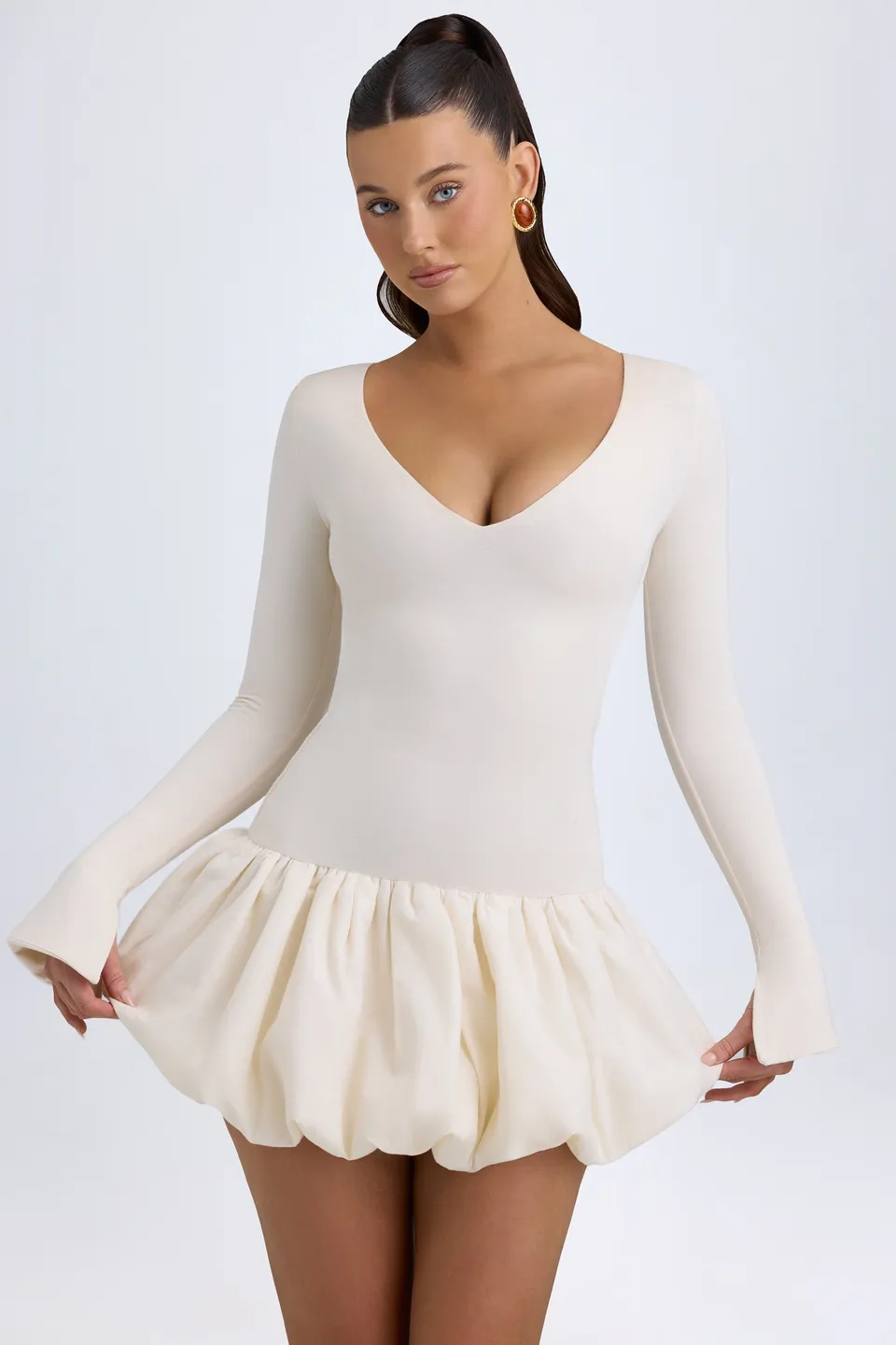 Oh Polly Dresses Tallou robe mini Ivory modal bubble