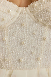 Oh Polly Delancey robe longue blanche perles corset