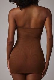 Oh Polly Slip robe mini bustier moka bretelles amovibles