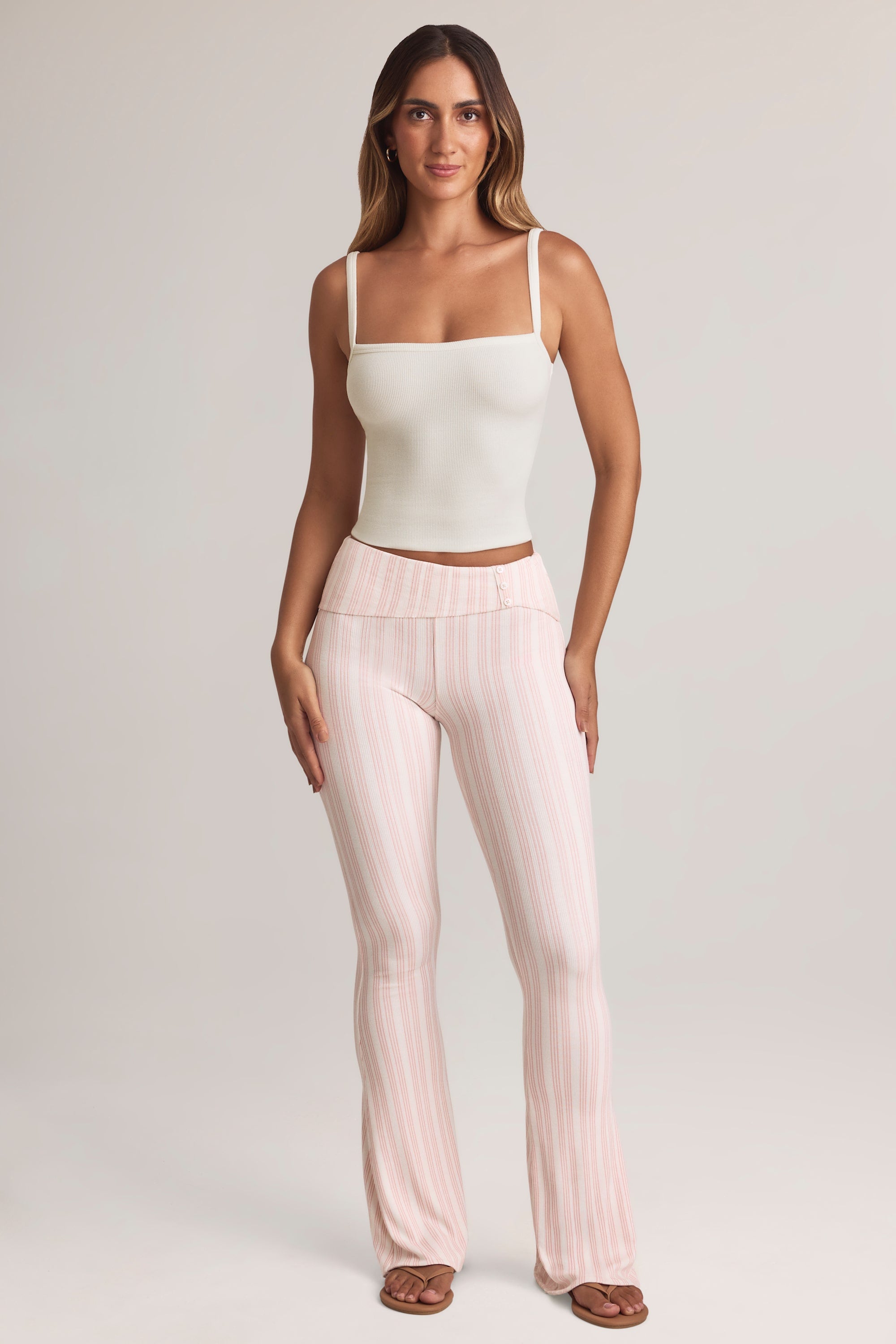 Oh Polly Bebe pantalon évasé rayé modal taille mi-haute