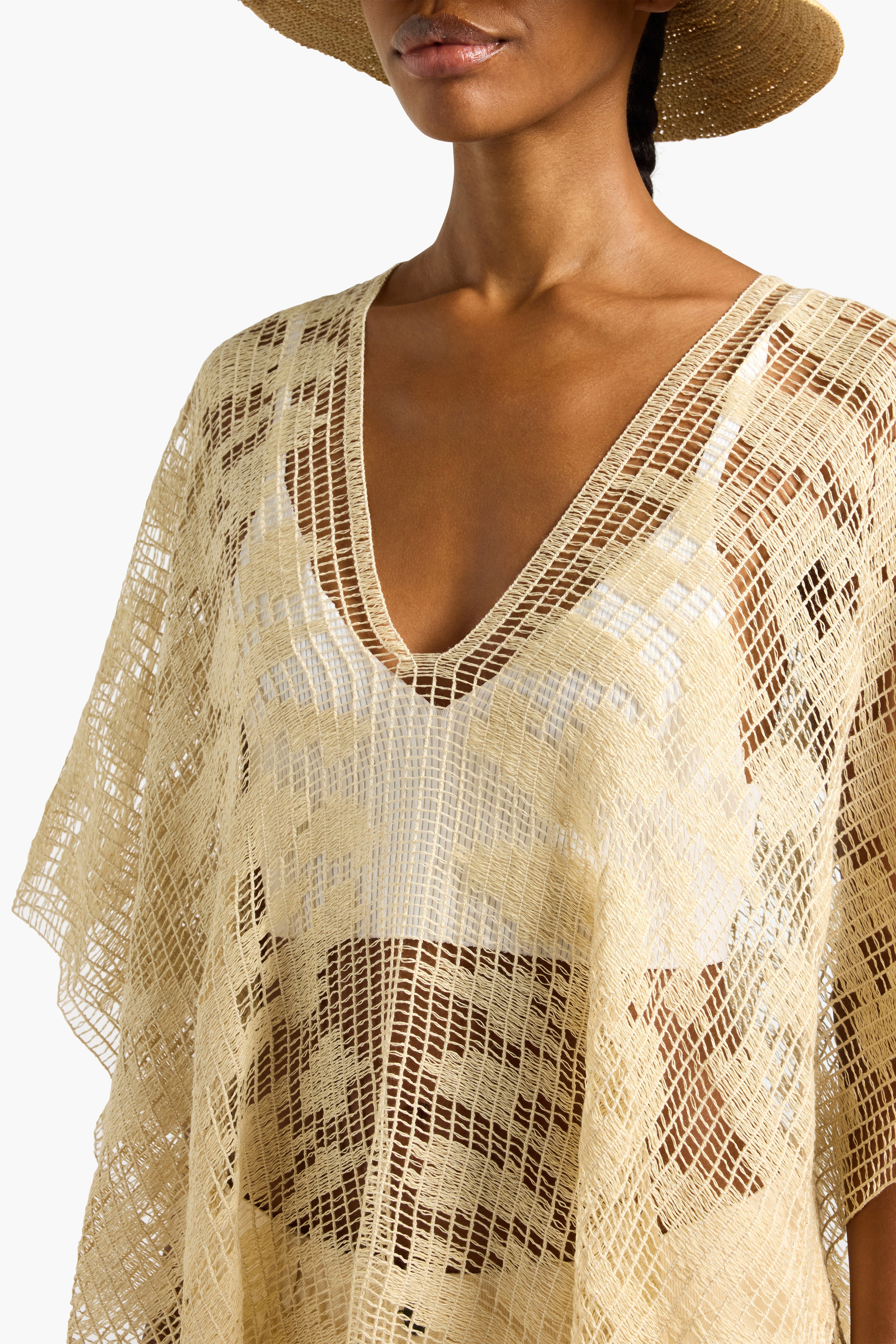 Liviana Conti Saba poncho femme beige duna