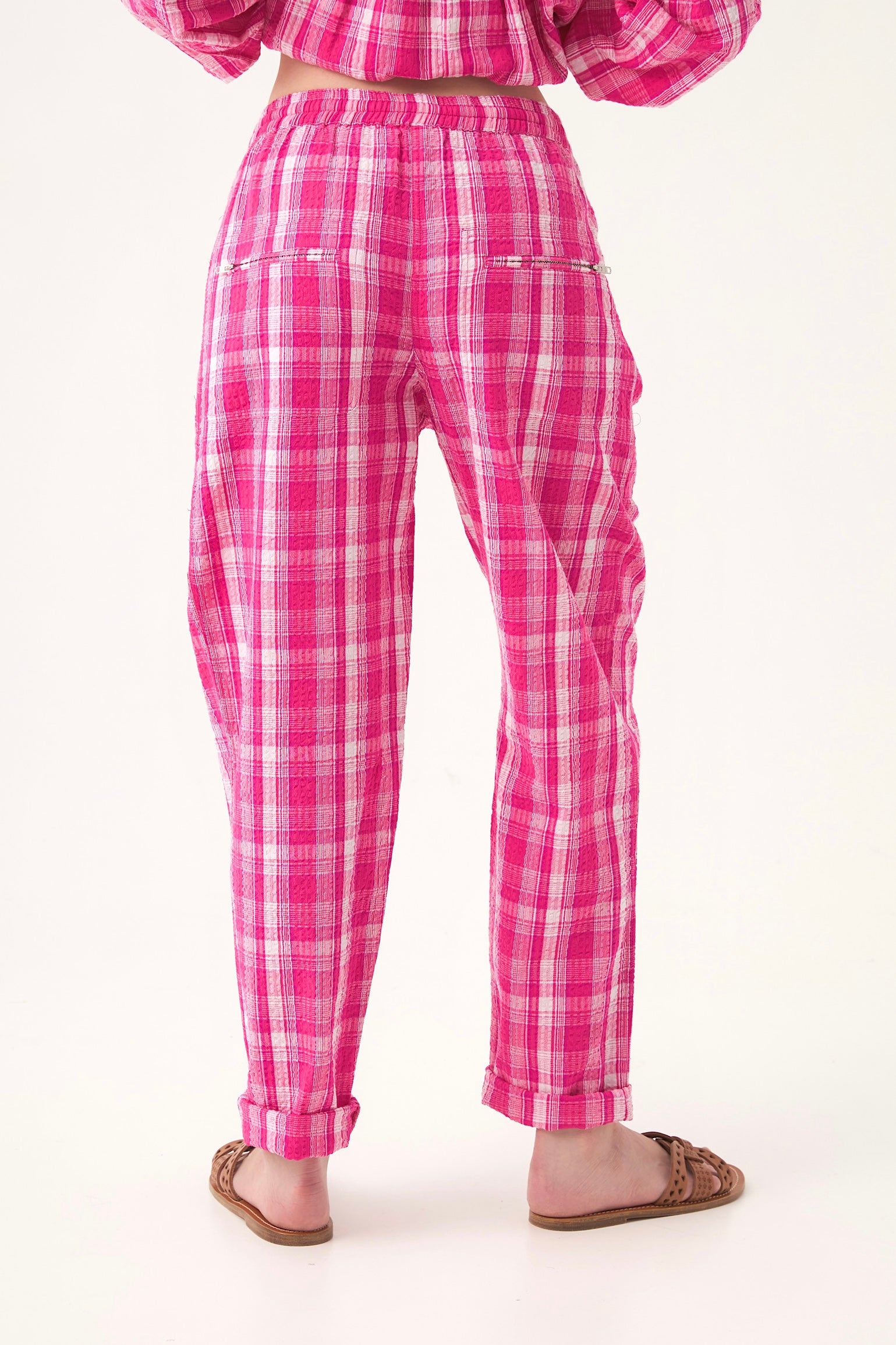 Chicosoleil Faith pantalon droit candy check coton