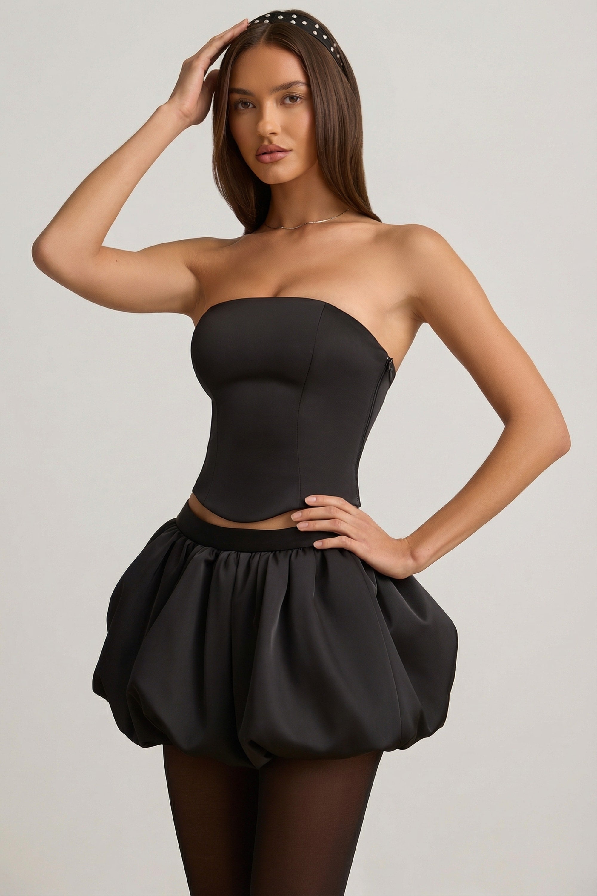 Oh Polly Clemmy 12418 jupe mini noire ballon satin