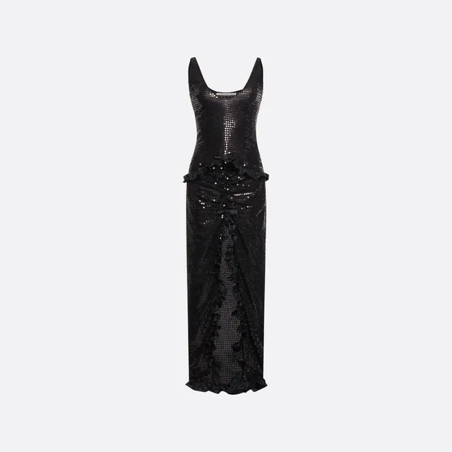 Alessandra Rich Dresses robe de soirée soie noire sequins