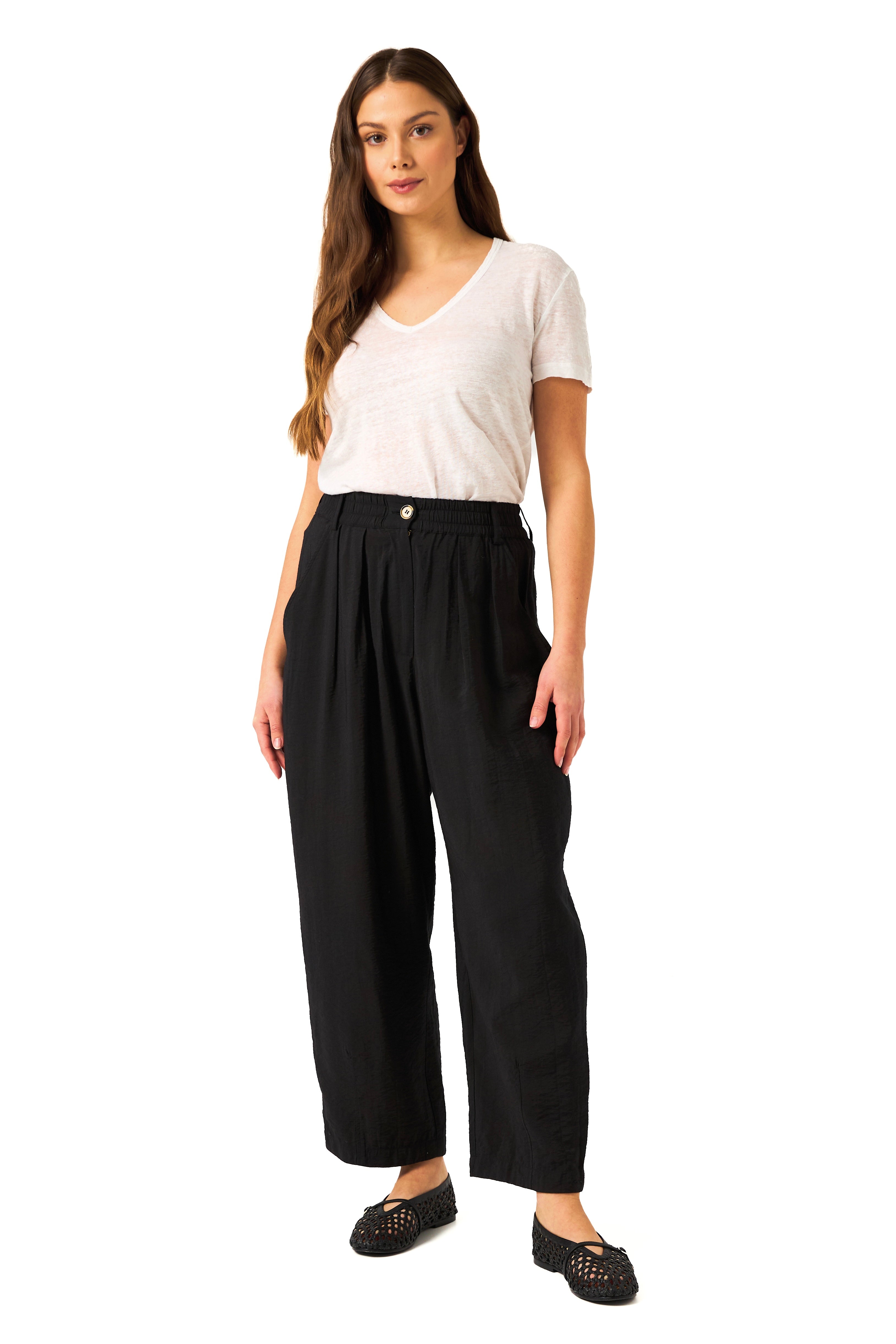 Chicosoleil Aïko pantalon large noir viscose taille haute