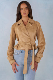 Oh Polly Coats Jackets Noelie Veste Tan suédine ceinturée