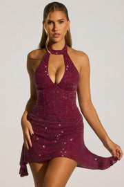 Oh Polly Embellished Ethelie robe mini prune sequins