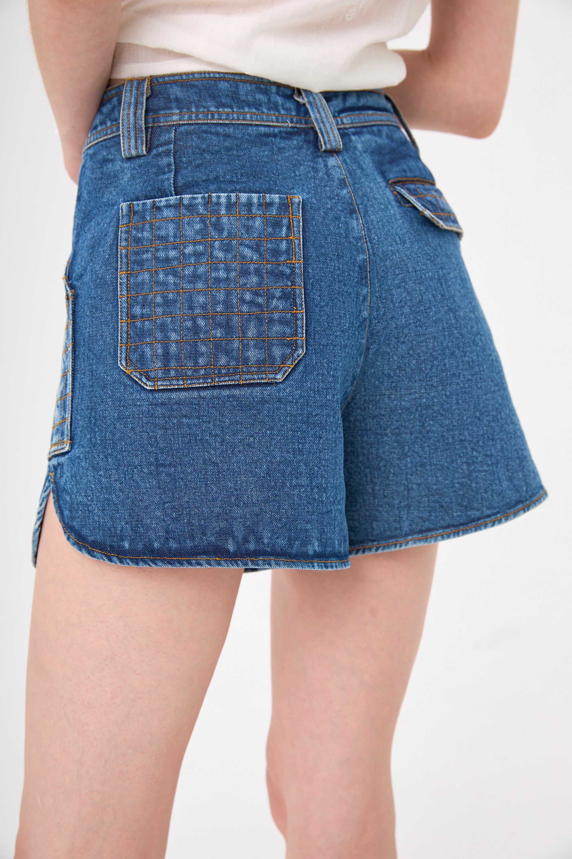 Chicosoleil Morrison short denim bleu poches
