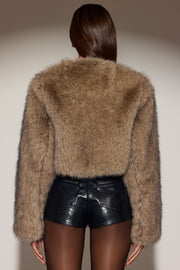 Oh Polly Galaia veste fausse fourrure marron clair oversize