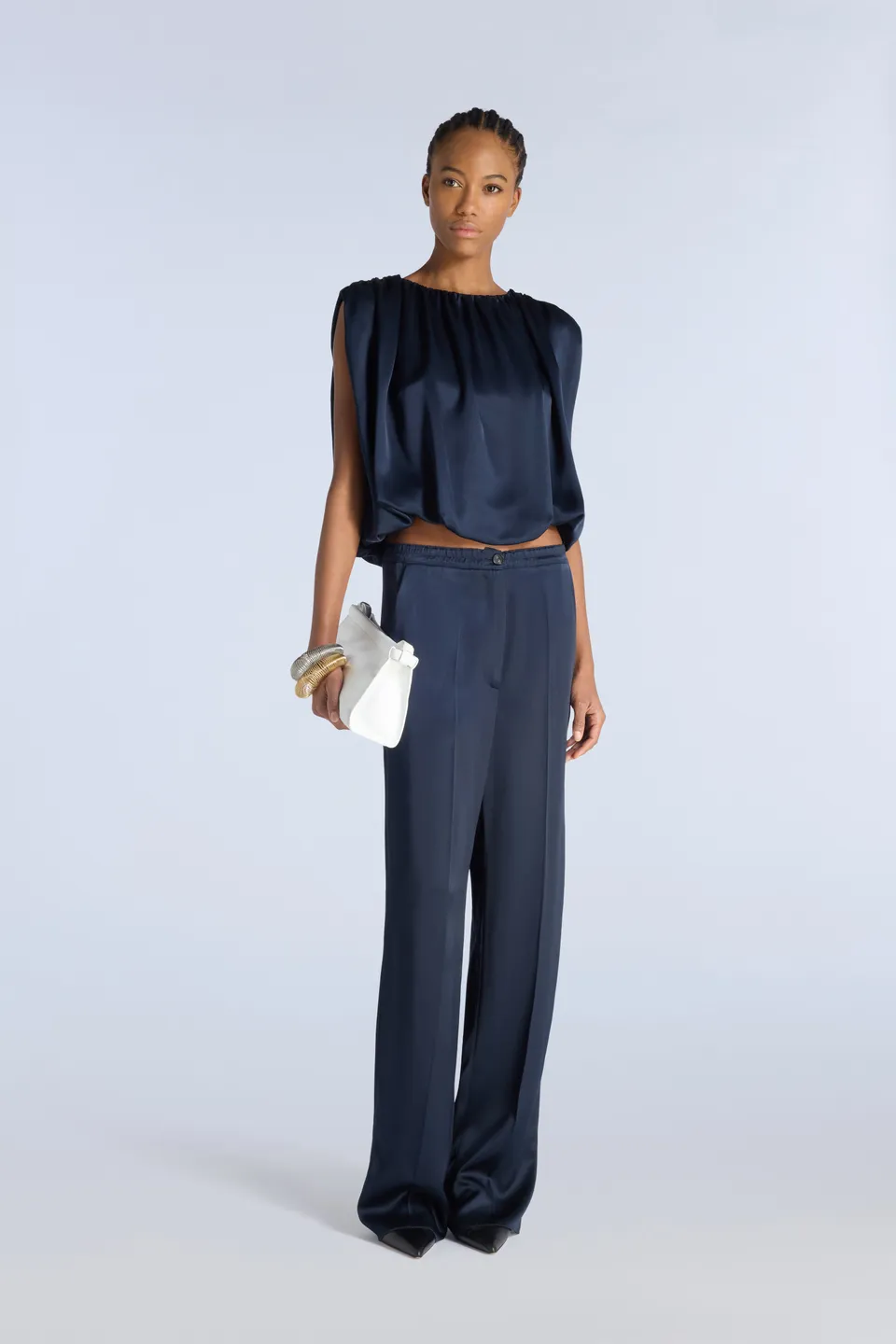 Liviana Conti Jared pantalon palazzo satin notte 38-48